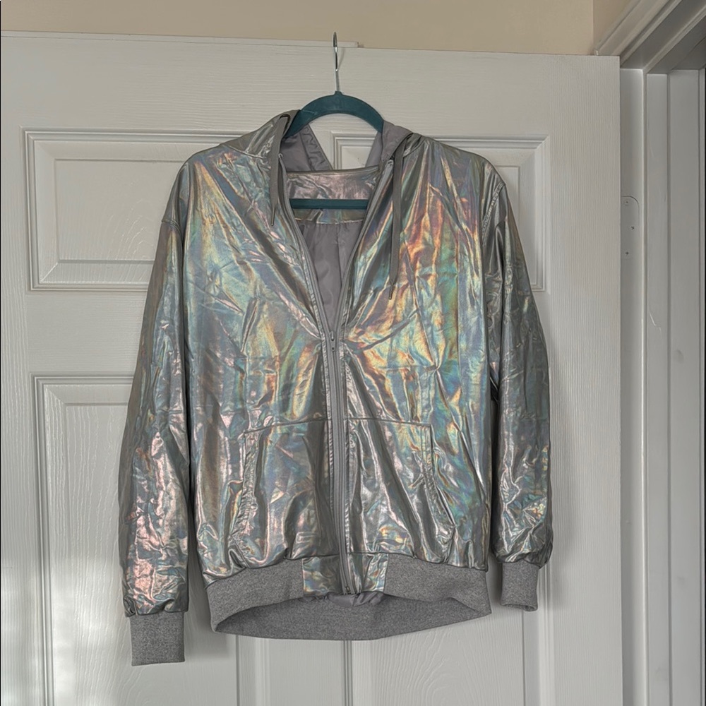 Unisex Holographic Silver Jacket